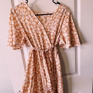 peach floral dress